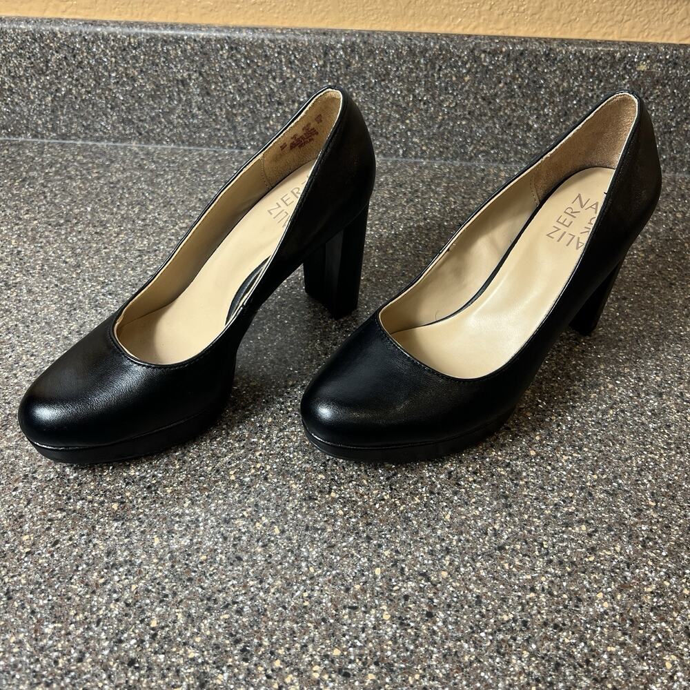 Naturalizer Shoes Comfort High Heel Womens Sz 6M Balck Faux Leather Slip On Pump - Picture 2 of 10